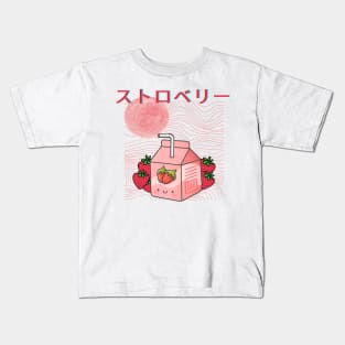 aesthetic kawaii japanese strawberry milkshake Kids T-Shirt